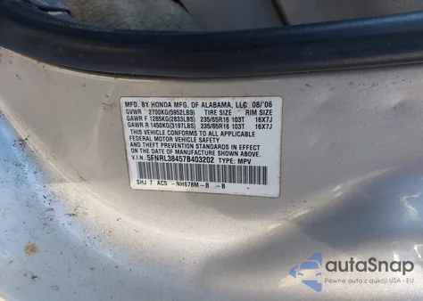 2007 Honda Odyssey Ex from USA, damaged, VIN 5FNRL38457B403202